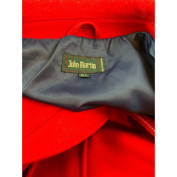 Vintage 1980's John Martin Mens XLL Red Wool Melton Cloth Bomber Style Jacket - Picture 8 of 8